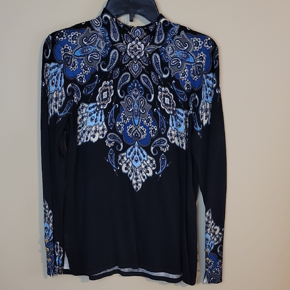 Chico's Black and Blue Paisley Women's Sweater